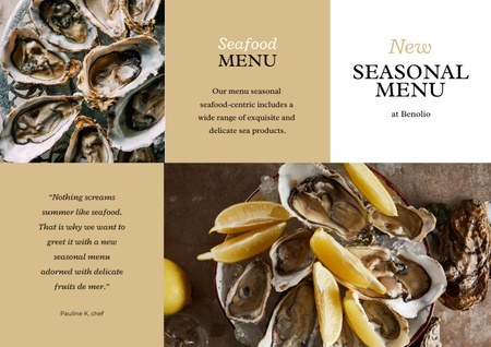 New Seasonal Menu with Seafood Brochure Din Large Z-fold Design Template