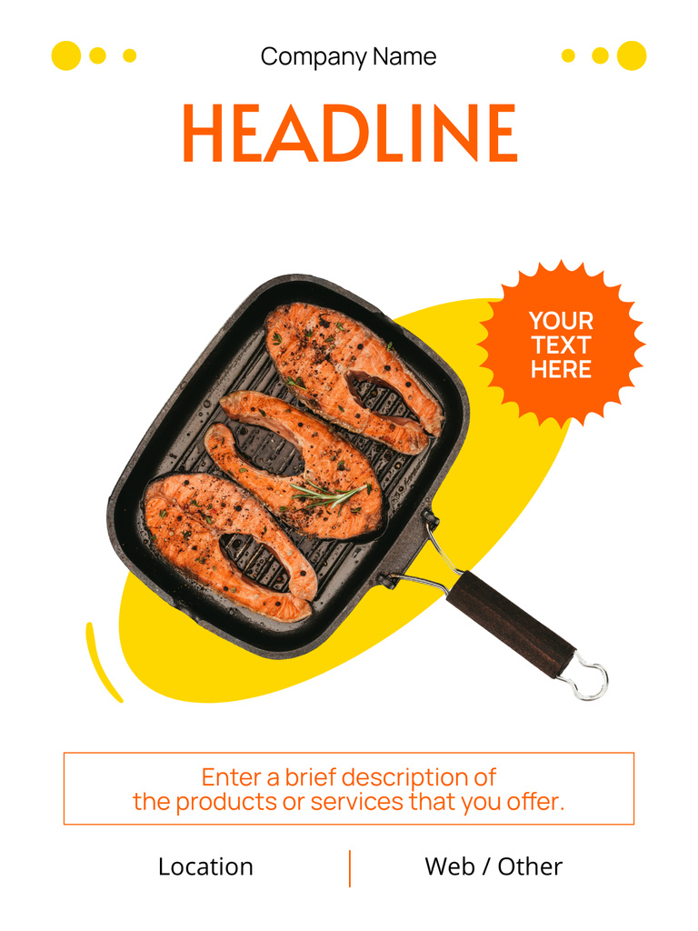 Plantilla de diseño de Appetizing Grilled Salmon Steaks Poster US 