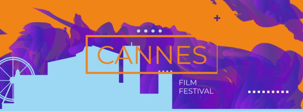 Cannes Film Festival Promo With Colorful Illustration Facebook cover tervezősablon