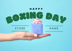 Boxing Day Holiday Greeting with Cute Gift on Hand