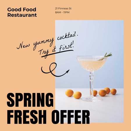 Spring Cocktails Offer Instagram AD Design Template
