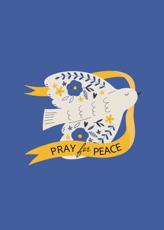 Pigeon with Phrase Pray for Peace in Ukraine Flayer Design Template