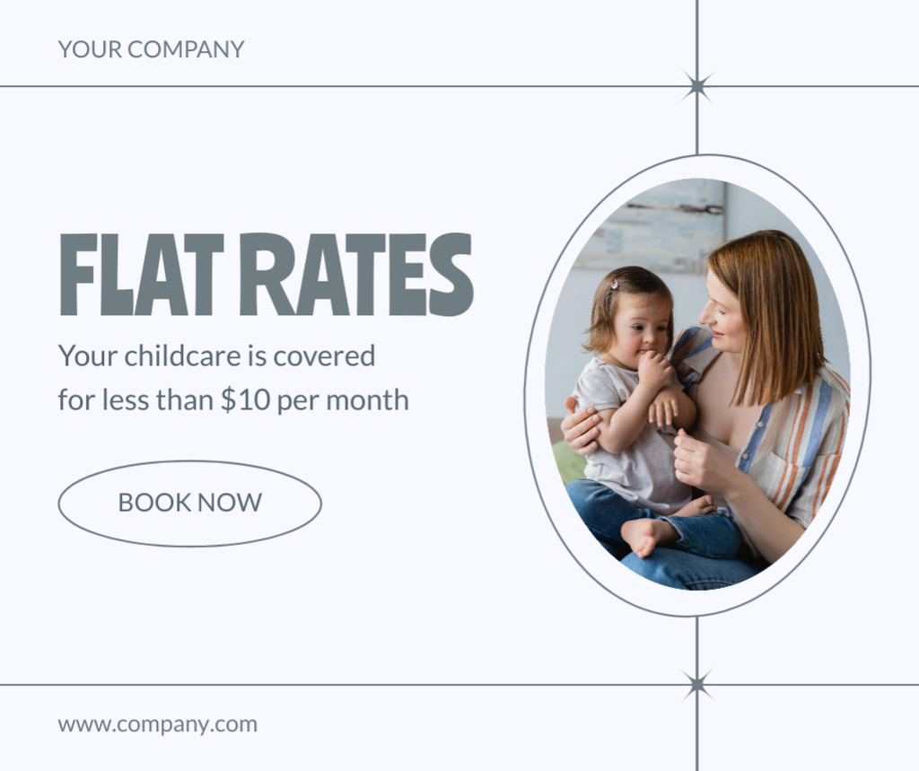 Advertisement for Babysitting Service With Booking Facebook Modelo de Design