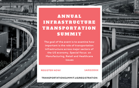 Annual Transportation Infrastructure Meeting Highlighting Highway Invitation 4.6x7.2in Horizontal – шаблон для дизайна