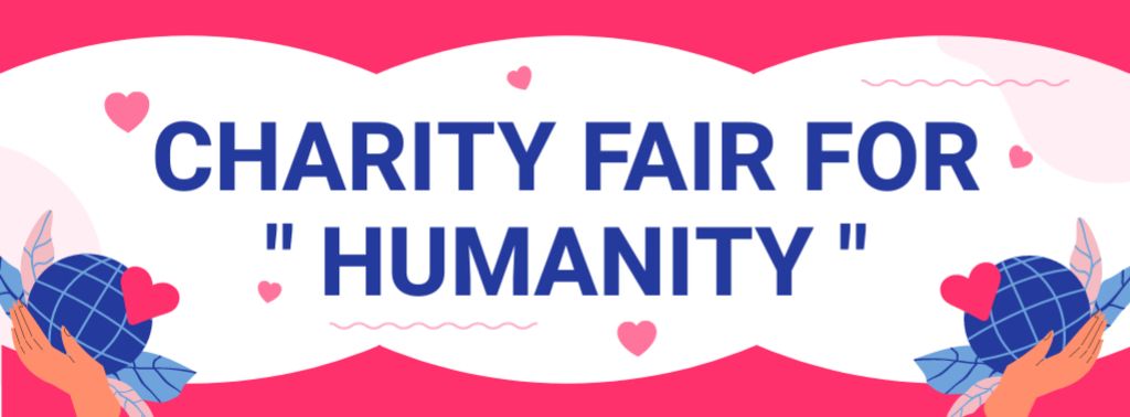 Charity Fair Announcement on Pink Facebook cover Modelo de Design
