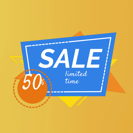 Sale Announcement in Simple Geometric Frame Animated Post Design Template