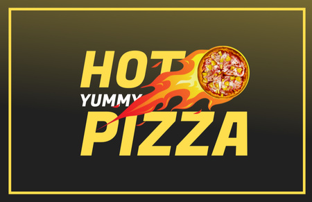 Ontwerpsjabloon van Business Card 85x55mm van Hot Delicious Pizza-aanbieding