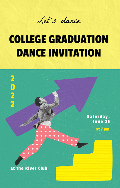 Graduation Party Announcement With Dancing Invitation 4.6x7.2in tervezősablon