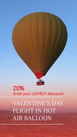 Designvorlage Valentine`s Hot Air Balloon Adventure Sale Offer für TikTok Video