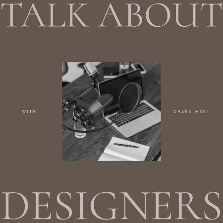 Plantilla de diseño de Impresionantes charlas sobre diseñadores en la radio Podcast Cover 