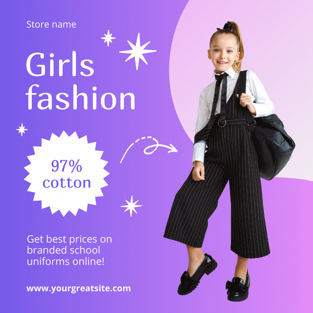 Ontwerpsjabloon van Instagram AD van Special Offer For School Clothes From Cotton