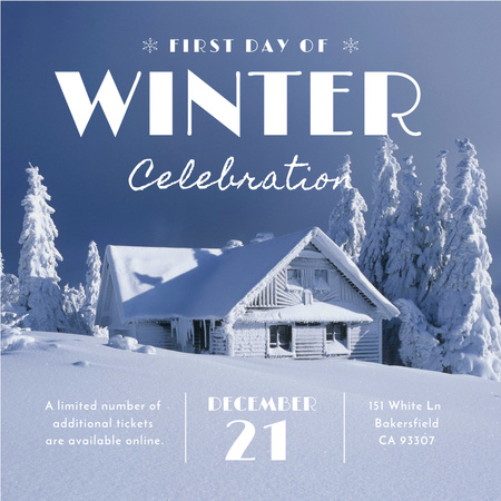 First day of winter celebration in Snowy Forest Instagram AD Design Template