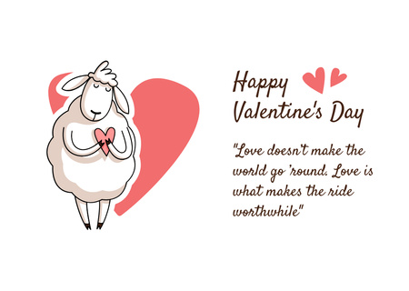Heartwarming Valentine's Day Regards with Cute Sheep Card Design Template