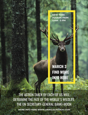 Modèle de visuel Eco Event Announcement with Wild Deer in Forest - Poster 8.5x11in