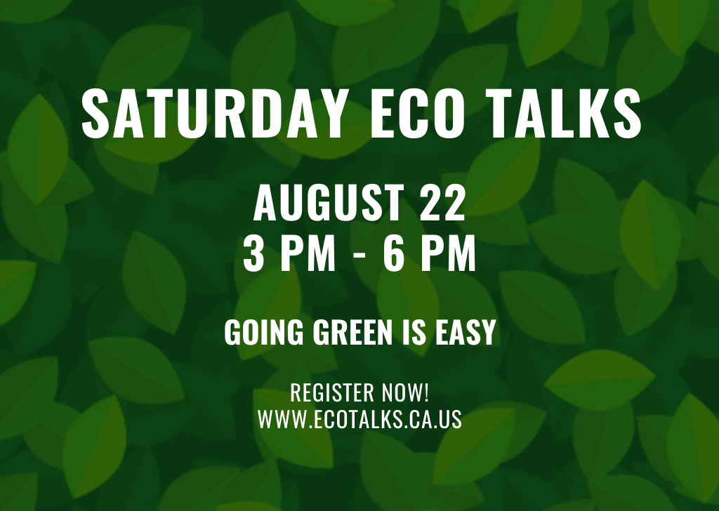 Ecological Event Ad with Green Leaves Texture Flyer A6 Horizontal Design Template