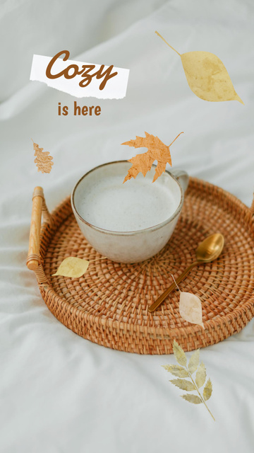 Designvorlage Autumn Inspiration with Warm Drink in Cup für Instagram Story