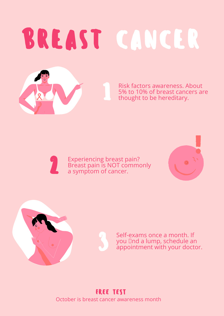 Breast Cancer Awareness Motivation Poster Šablona návrhu