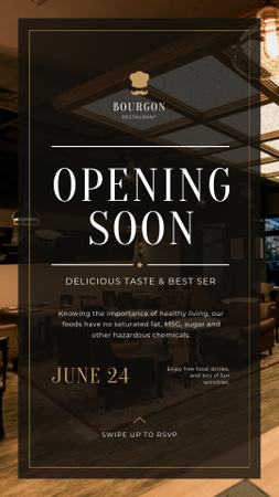 Restaurant Opening Announcement Classic Interior Instagram Story Design Template
