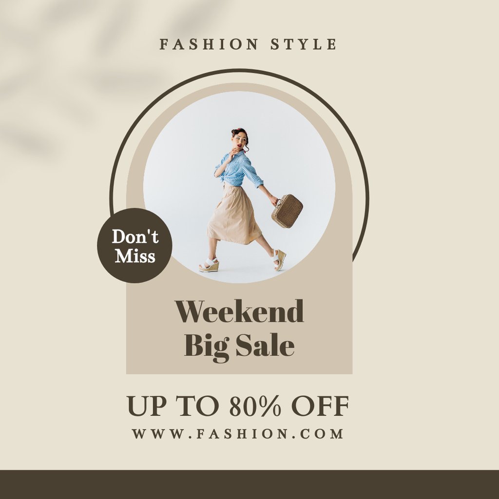 Fashion Ad with Woman in Pastel Outfit Instagram Design Template
