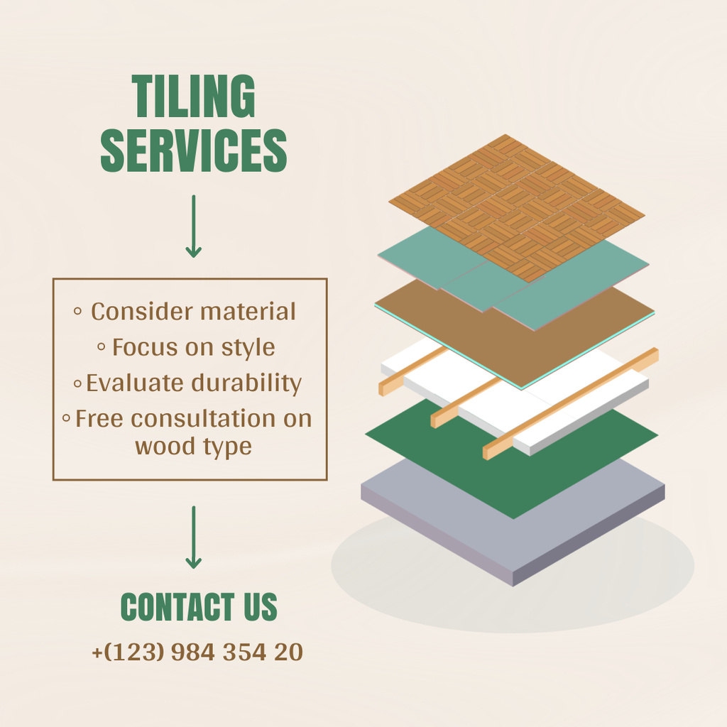 Tiling Services Ad with Various Samples Instagram Design Template