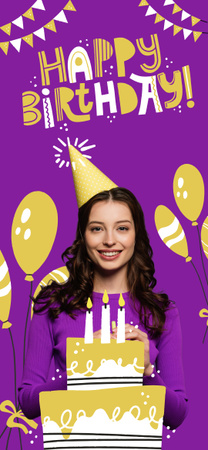 Beautiful Birthday Girl in Purple Outfit Snapchat Geofilter – шаблон для дизайну