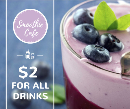 Smoothie Cafe Advertisement Blueberries Drink Facebook Tasarım Şablonu