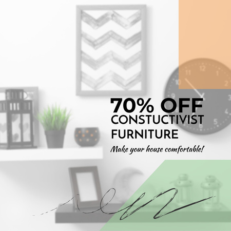 Furniture sale with Modern Interior decor Instagram AD – шаблон для дизайну