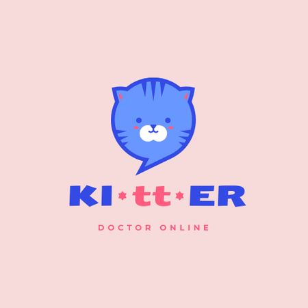 Veterinarian Services Offer with Cute Cat Logo Design Template