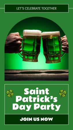 Ontwerpsjabloon van Instagram Story van St. Patrick's Day Beer Party