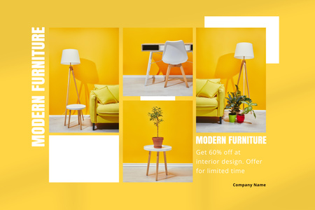 Platilla de diseño Wooden Furniture in Yellow Designs Mood Board