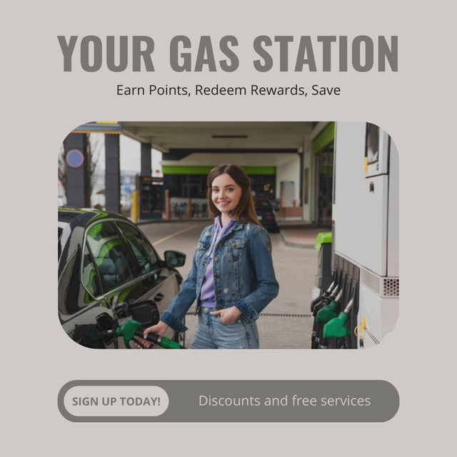 Gas Station Advertising with Attractive Woman Instagram Πρότυπο σχεδίασης