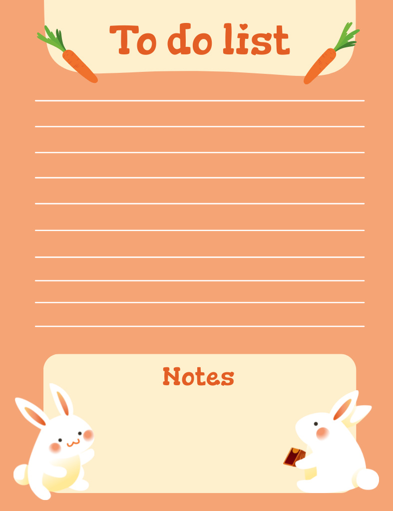 To Do List with Cute Bunnies Notepad 107x139mm Design Template