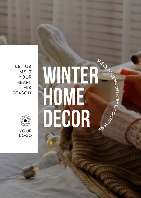 Offer of Winter Home Decor with Cute Dog Postcard A6 Vertical Tasarım Şablonu