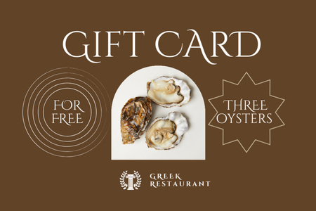 Platilla de diseño Oysters Offer in Greek Restaurant Gift Certificate