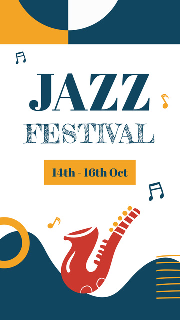 Jazz Festival Ads With Saxophone In Autumn Instagram Story Design Template