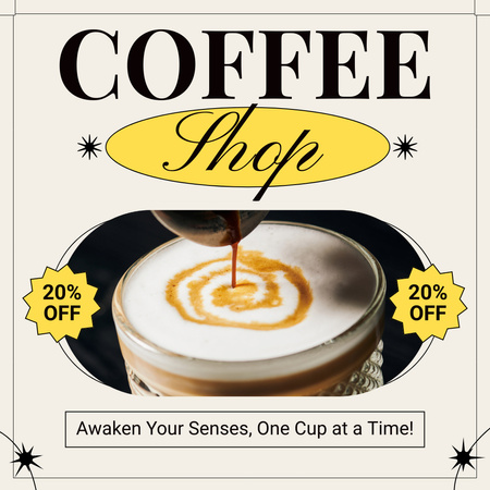 Бархатистый тон кофе со скидками и слоганом Instagram AD – шаблон для дизайна