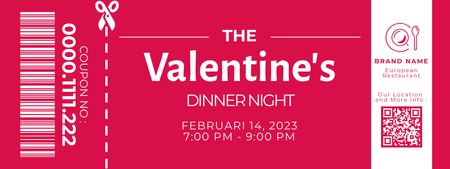 Anúncio da noite do jantar do Dia dos Namorados em rosa Coupon Modelo de Design