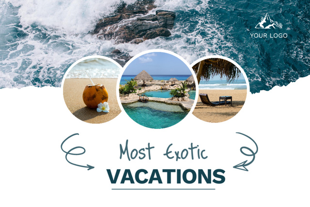 Exotic Vacations Offer on Impressive Ocean Shore Postcard 4x6in Πρότυπο σχεδίασης