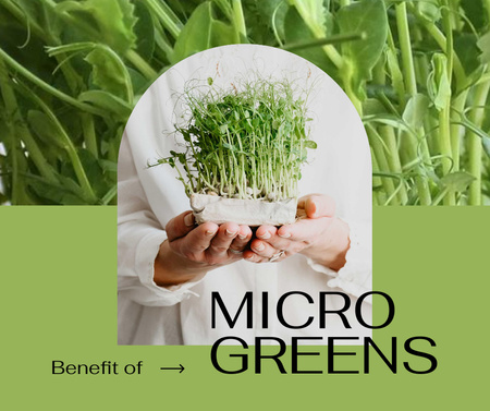 Woman holding Micro Greens Facebook Design Template
