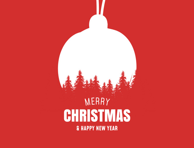 Template di design Christmas and New Year Cheers with Forest Silhouette on Red Postcard 4.2x5.5in