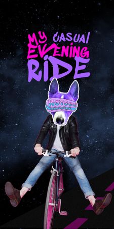 Platilla de diseño Funny Dog in Sunglasses riding Bicycle Graphic