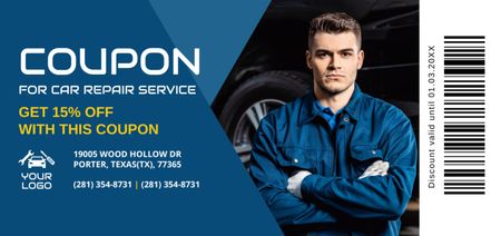 Worker of Car Service Coupon Din Large Design Template