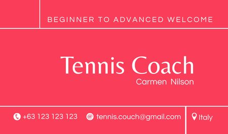 Ontwerpsjabloon van Business card van Tennis Coach Services Offer
