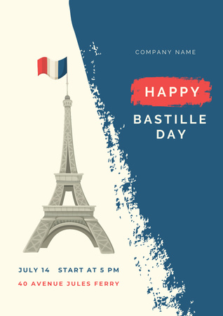 Bastille Day of France Announcement Celebration Poster tervezősablon