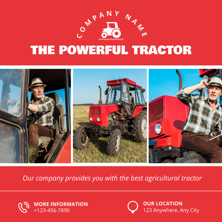 Plantilla de diseño de Venta de tractores agrícolas Instagram 