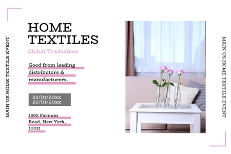 Modèle de visuel Home Textiles Expo Announcement with White Table - Flyer 4x6in Horizontal