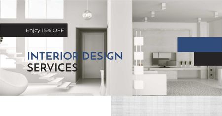 Stylish modern interior in white Facebook AD Modelo de Design