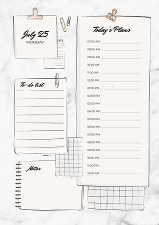 Plantilla de diseño de Planificador de horarios con clips de papel Schedule Planner 