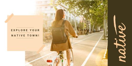 Riding bike in city Image Design Template