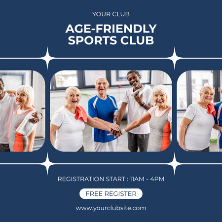 Modèle de visuel Club sportif adapté aux aînés pour les aînés avec inscription gratuite - Instagram